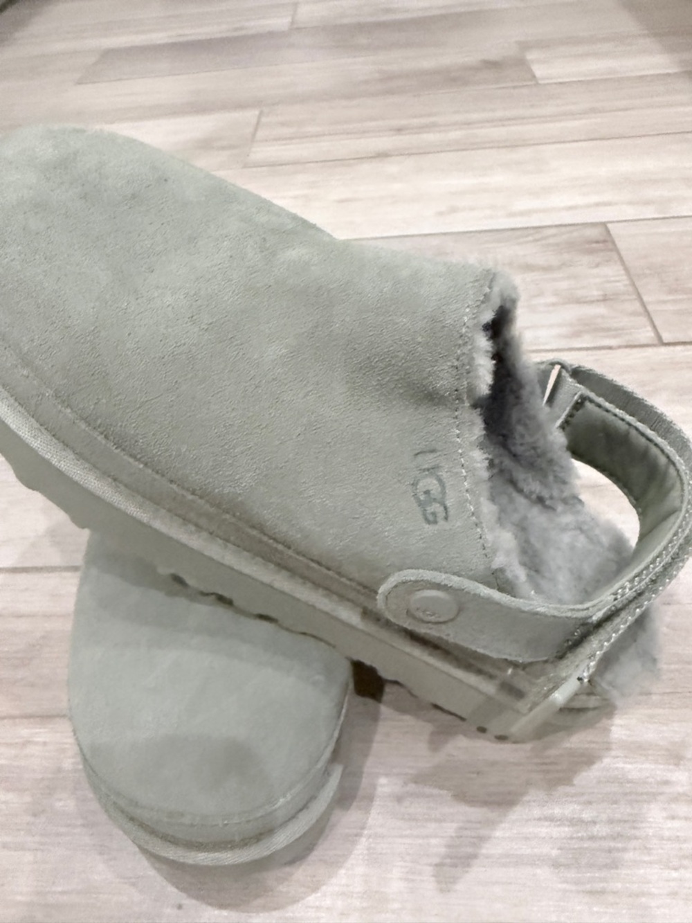 UGG Shearling-Lined Backstrap Clog - Sage Green